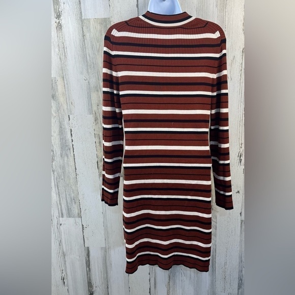Banana Republic striped turtleneck cotton stretch long sleeve dress size Large - Picture 4 of 8
